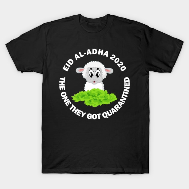 Happy Eid Mubarak 2020 Al-Adha Quarantine Lockdown Social Distancing Funny Gift T-Shirt by Amazing Arts